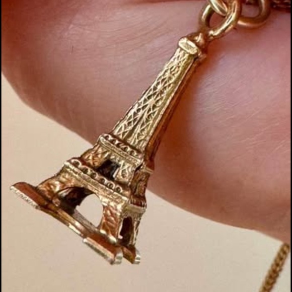 Luxury Jewelry 10K Gold Chain and Paris France Eiffel Tower Charm Pendant - Picture 1 of 6